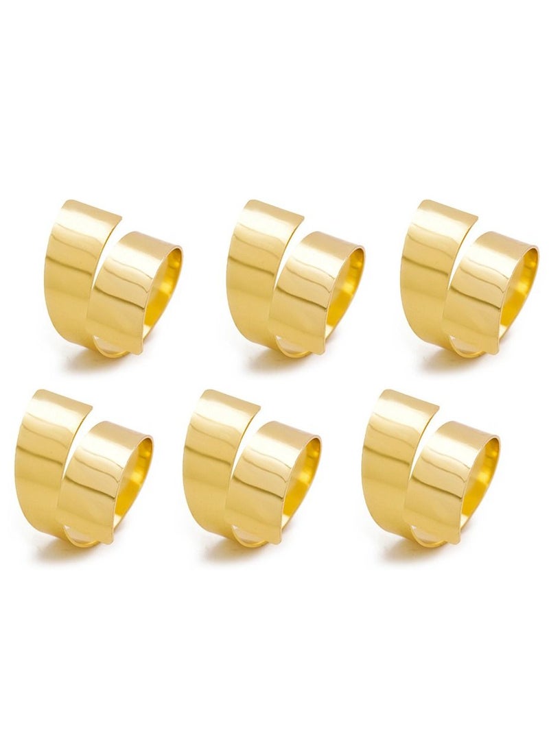 RARELY Set of 6 Gold Metal Napkin Ring Holder  - Image 3