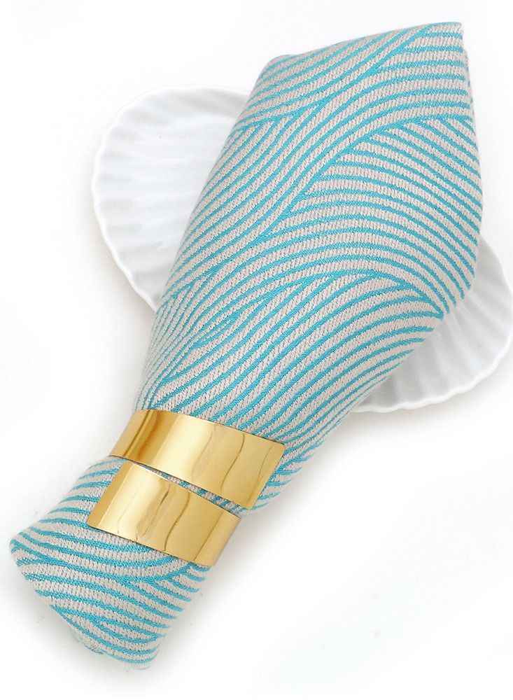 RARELY Set of 6 Gold Metal Napkin Ring Holder  - Image 2