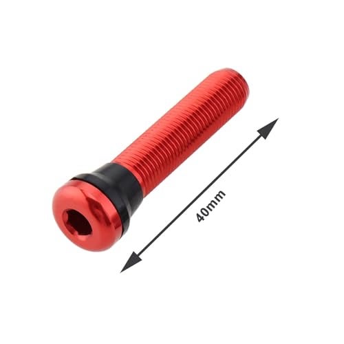 Micro Traders صمامات هواء بدون أنبوب 40 مم من مايكرو تريدرز 2 قطعة، صمامات سبائك مع قاعدة دائرية صغيرة الحجم لدراجات الطريق، صمامات بدون أنبوب حمراء (مع الأغطية) - Image 4