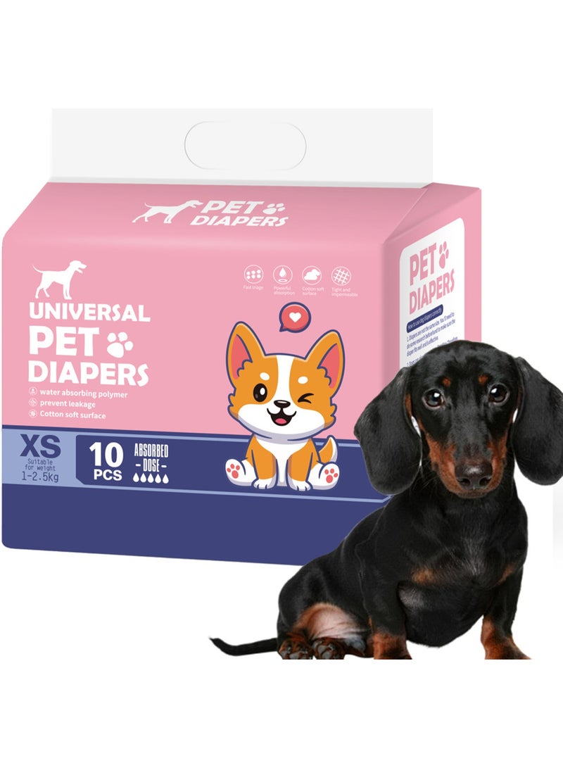 MileMelo Disposable Pet Diapers Female Dogs Super Absorbent Soft Including 10 Count for Puppy Cats or Dogs 1-4kg Pink Size XS  - Image 1