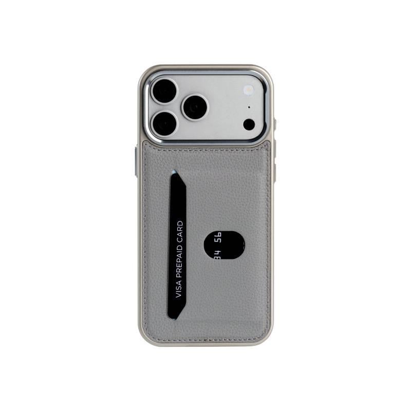 MS غطاء واقي بملمس جلد لـ iPhone 12 Pro Max مع حامل بطاقات وحماية من السقوط مع مقاوم للصدمات مع قبضة مضادة للانزلاق باللون رمادي مضاد للانزلاق باللون الرمادي - Image 1