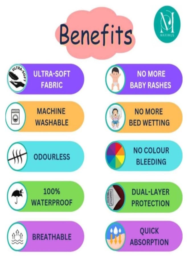 THE MAXIMUS Maximus Waterproof Quick Dry Sheet for Baby Pack of 2 | Bed Pad Extra Absorbent Washable Matress Protector | Baby Bed Protector Sheet for Toddler Children (70x50 cm) (Pink and Maroon, Small) - Image 3