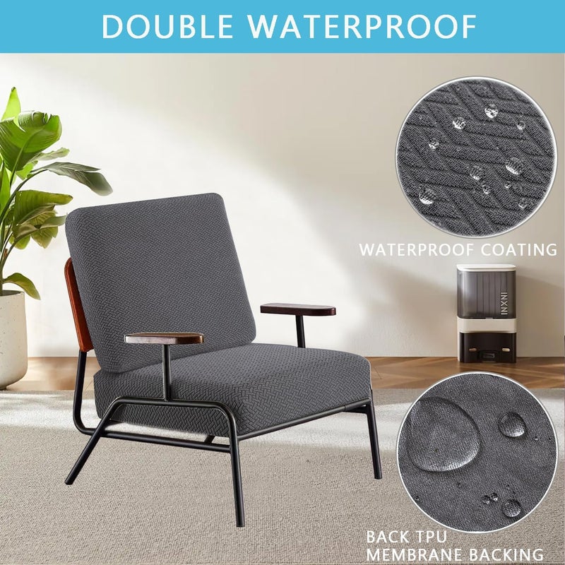 SHANNA Sofa Seat Cushion Slipcovers: 3Pcs Modern Sofa Cushion Cover Waterproof Furniture Cushion Cover Jacquard Patio Furniture Chair Cushion Slip Covers Replacement (Dark Gray) - Image 3