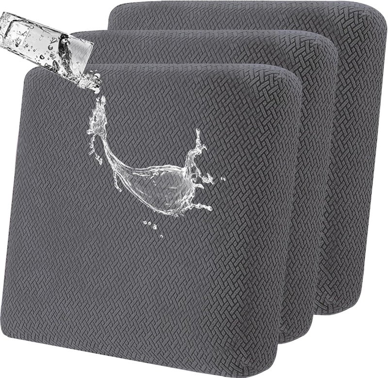 SHANNA Sofa Seat Cushion Slipcovers: 3Pcs Modern Sofa Cushion Cover Waterproof Furniture Cushion Cover Jacquard Patio Furniture Chair Cushion Slip Covers Replacement (Dark Gray) - Image 1