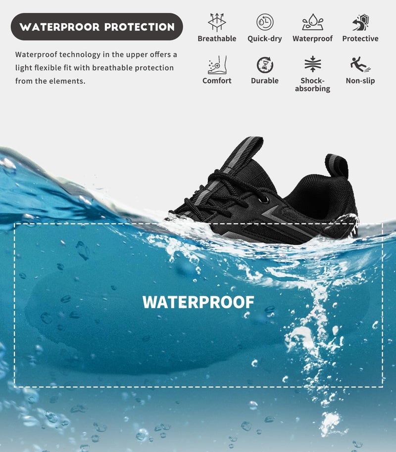 ziitop Mens Trail Running Shoes Waterproof Non-Slip Hiking Walking Sneakers for Outdoor Trailing Trekking Camping Quest Black - Image 3