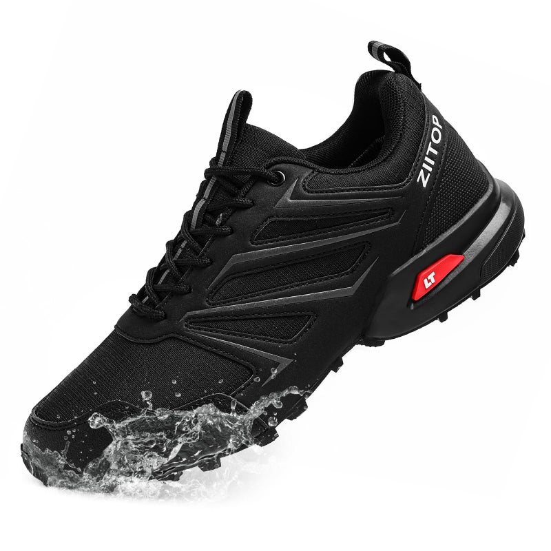 ziitop Mens Trail Running Shoes Waterproof Non-Slip Hiking Walking Sneakers for Outdoor Trailing Trekking Camping Quest Black - Image 1