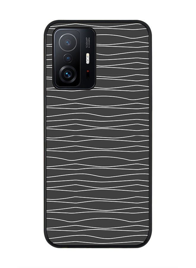 Stylizedd Rugged Black edge case for Xiaomi 11T Pro 5G Slim fit Soft Case Flexible Rubber Edges Anti Drop TPU Gel Thin Cover - Squiggly Lines  - Image 1