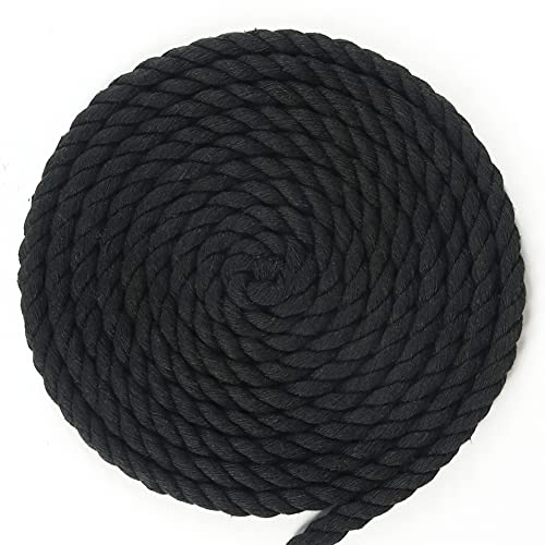 Tenn Well Black Macrame Cord 10mm, 50 Feet 3Ply Twisted Thick Cotton Rope for Crafts, Wall Hangings, Plant Hangers, Knotting, Halloween Decor - Image 3