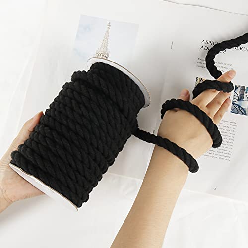 Tenn Well Black Macrame Cord 10mm, 50 Feet 3Ply Twisted Thick Cotton Rope for Crafts, Wall Hangings, Plant Hangers, Knotting, Halloween Decor - Image 5
