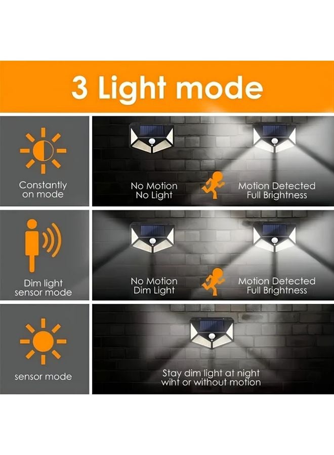4pcs 100LED Solar Wall Lights Motion Sensor Outdoor Street Light ABS Material - Image 4