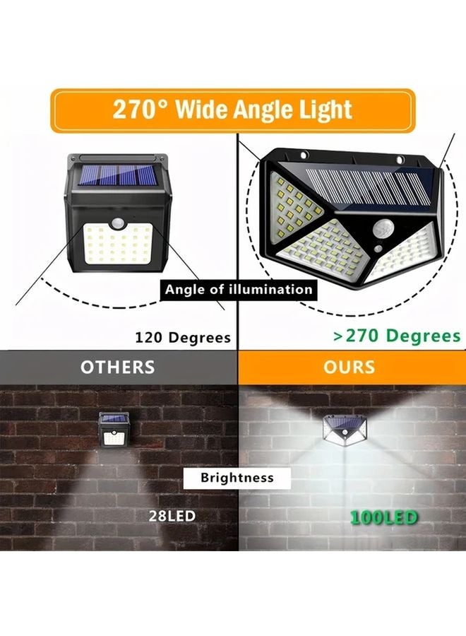 4pcs 100LED Solar Wall Lights Motion Sensor Outdoor Street Light ABS Material - Image 5