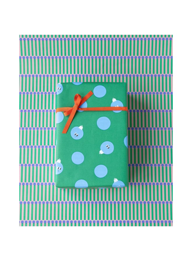 KadoDesign Matchstick Stripe Wrapping Paper Roll - Litchi Pink, Grass Green, and Cornflower Blue - Image 4