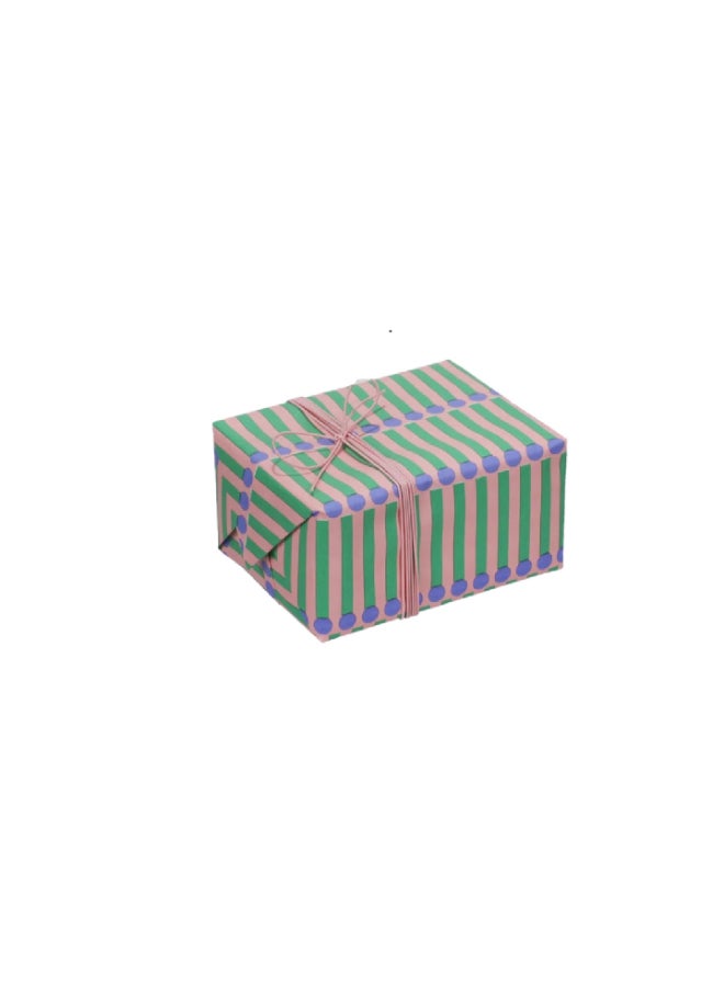 KadoDesign Matchstick Stripe Wrapping Paper Roll - Litchi Pink, Grass Green, and Cornflower Blue - Image 5
