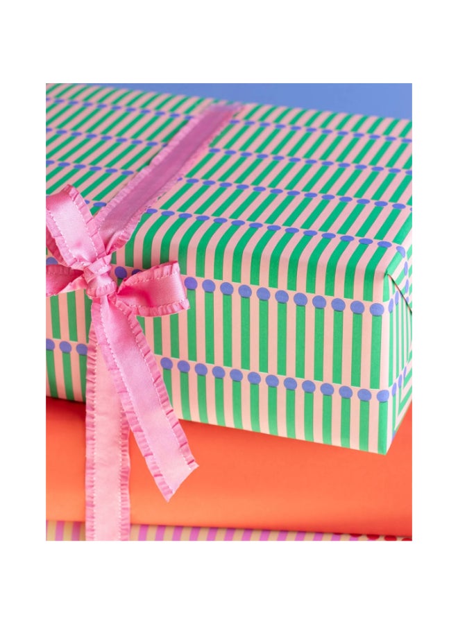KadoDesign Matchstick Stripe Wrapping Paper Roll - Litchi Pink, Grass Green, and Cornflower Blue - Image 2