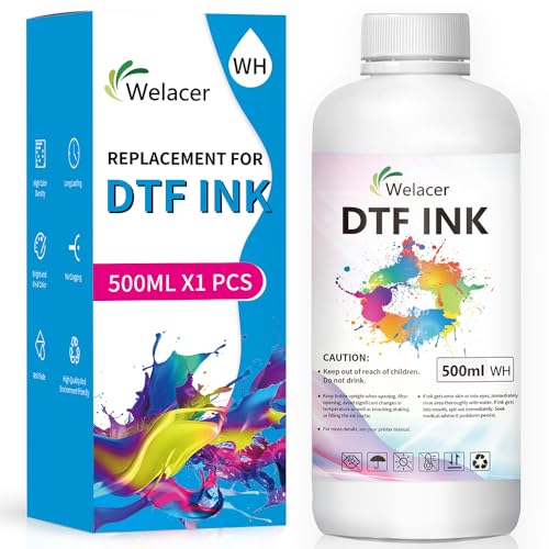 Welacer DTF Ink White 500ml - Premium Heat Transfer Ink Conversion Kit Refill for I3200, XP600, R1390,L1800, ET2800 ET8500 R2400, L800, 1430, P400, P800, XP-15000 All DTF Printers,for DTF Film - Image 1