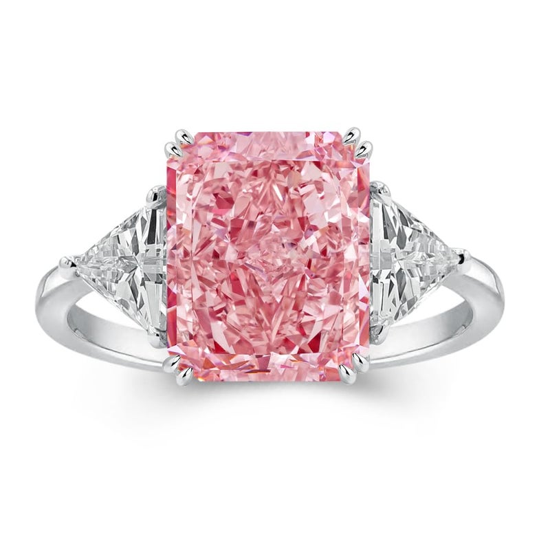 RODIFFY 40CT Radiant Cut YellowPinkClear Engagement Ring3Stone Colored Gemstones S925 Promise Ring Pink Stone 75
