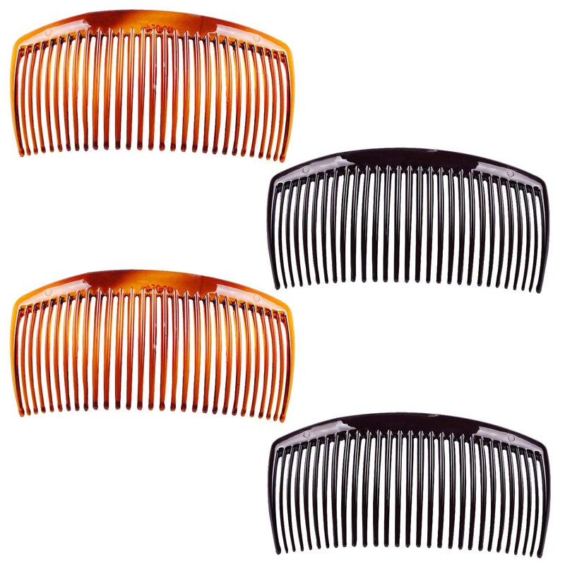 lasenersm 4 Pieces 29 Teeth Hair Side Combs French Comb Side Hair Combs Plastic Hair Clip Clamp Hair Clip Combs Hair Accessory for Women and Girls Black Brown