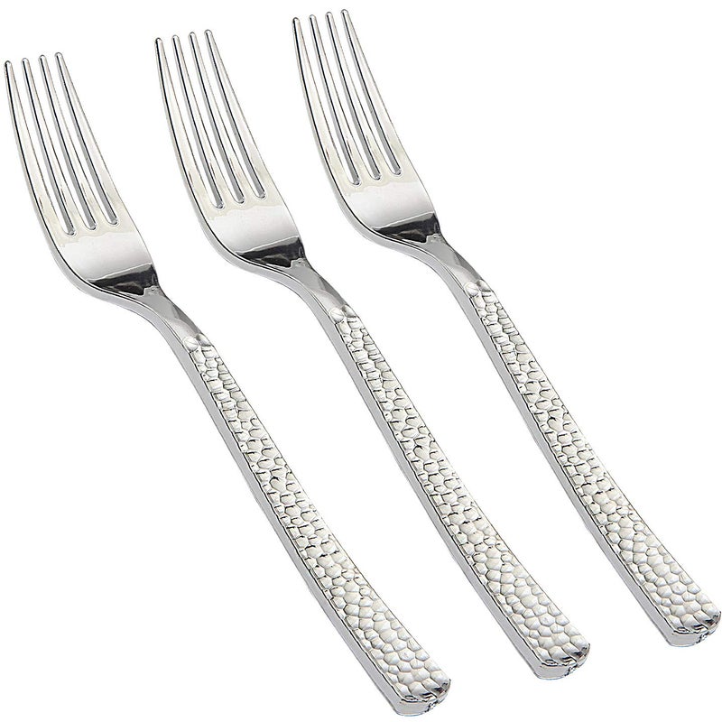 Supernal 300pcs Silver Plastic ForksPremium Disposable Forks PolishedSpecial Hammered DesignPerfect for Big PartyWedding and Any Catering EventsPerfect for BirthdayPartyWedding