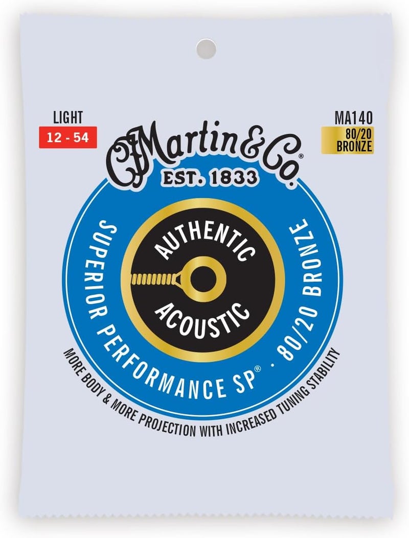 Martin MA140 Authentic Acoustic SP 80/20 Bronze Light Guitar Strings (12-54) - Image 1