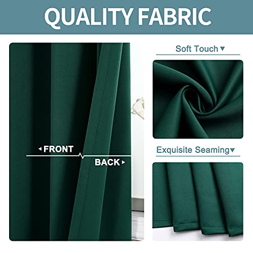 ChrisDowa Grommet Blackout Curtains for Bedroom and Living Room - 2 Panels Set Thermal Insulated Room Darkening Curtains (Forest Green, 42W x 63L) - Image 3