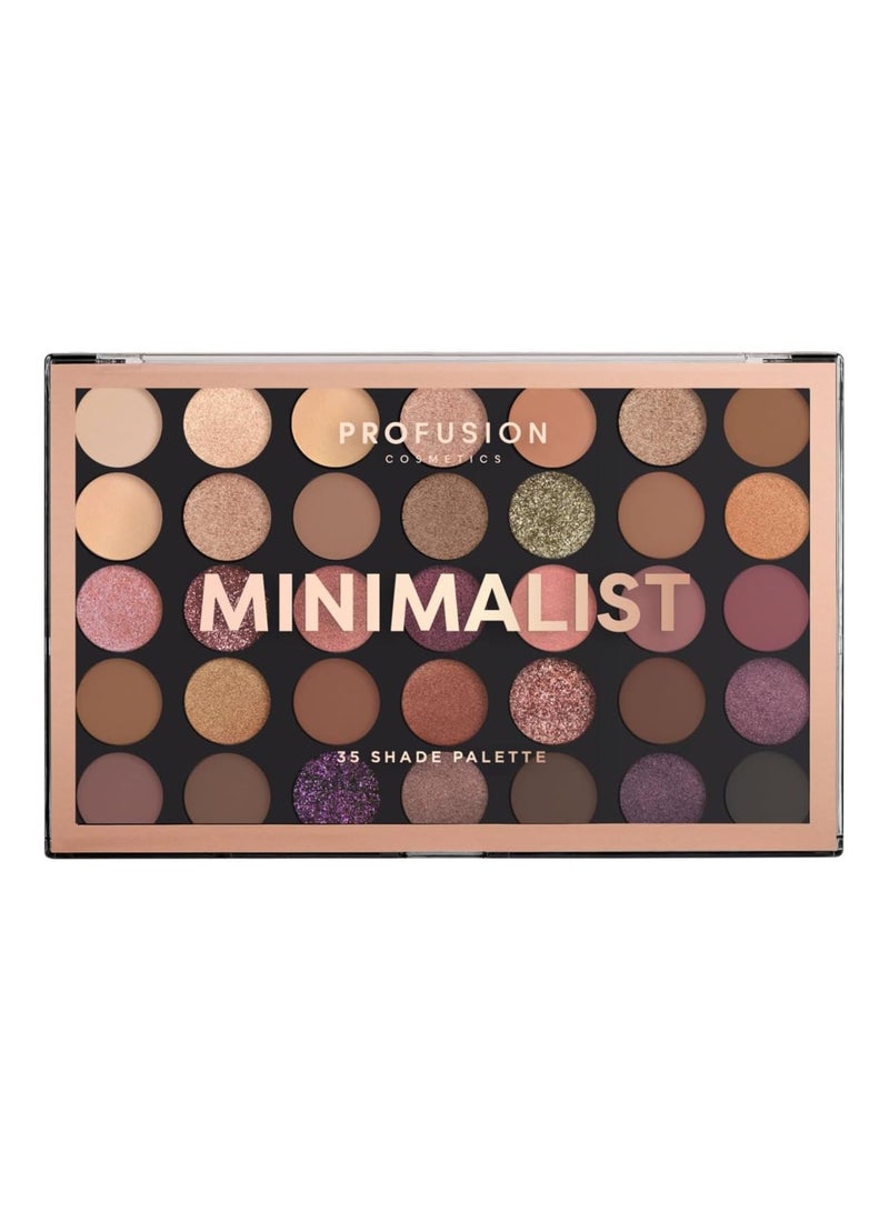 profusion Cosmetics Minimalist 35 Shade Eyeshadow Palette Get Creative with Blendable Nude Shades and Glitter Finishes Pro Quality Nude Eyeshadow Palette Ideal for Beginners and Experts - Image 1