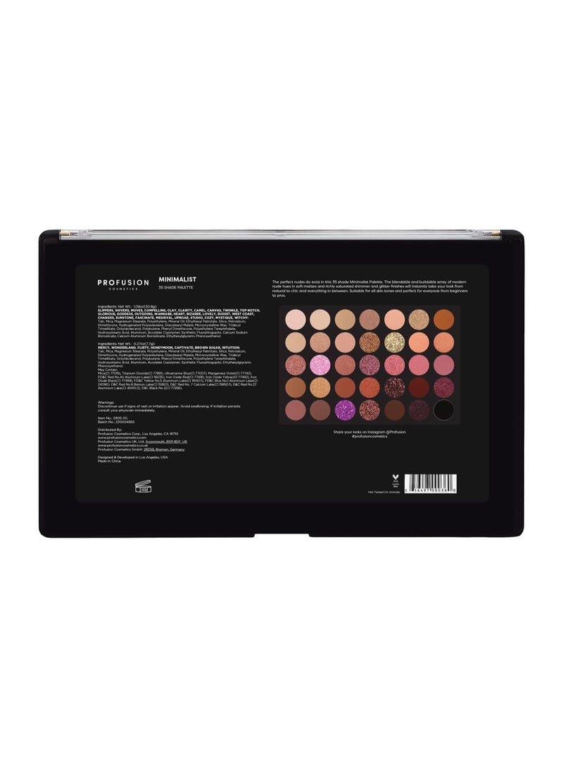 profusion Cosmetics Minimalist 35 Shade Eyeshadow Palette Get Creative with Blendable Nude Shades and Glitter Finishes Pro Quality Nude Eyeshadow Palette Ideal for Beginners and Experts - Image 4
