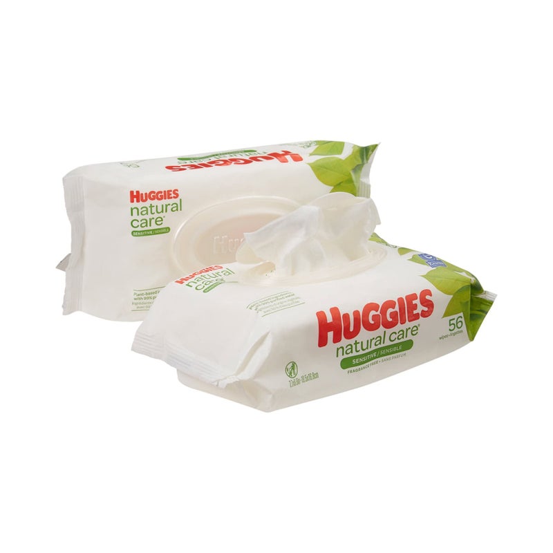 Kimberly-Clark Huggies Natural Care Fragrance Free Baby Wipes, 112 Total Wipes 56 Count Each (Pack of 2) - Image 1