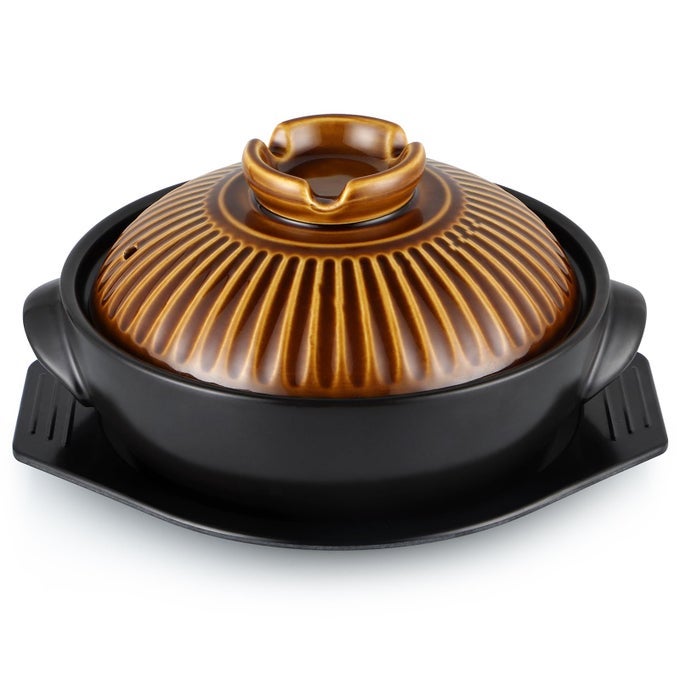 LARGE KOREAN CERAMIC BOWL WITH LID AND TRIVET 54 OZ SIZZLING HOT POT WITH DOUBLE HANDLES FOR COOKING AND SERVING DOLSOT BIBIMBAP SOUP RICE STEW CASSEROLE NOODLE RETRO COPPER