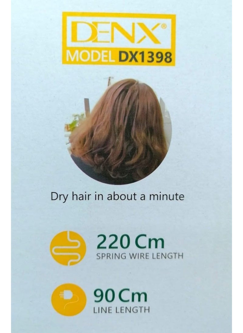 DENX DX1398 Wall‑Mounted Hair Dryer – 1250W Powerful, Compact & Quiet, Hot & Cold Settings, Auto Shut‑Off, Moisture‑Lock Technology, No‑Drill Mounting - Image 4