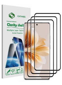 CATANES مجموعة من 3 قطع من واقي الشاشة لهاتف Oppo Reno11 Pro، واقي شاشة بتغطية كاملة وواقي شاشة شفاف مضاد للفقاعات من الزجاج المقوى  - Image 1