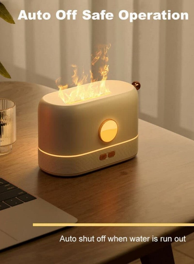 SYOSI Flame Humidifier | Flame Essential Oil Diffuser with Smart Shut Off, 3D Flame Cool Mist Yoga SPA Perfect for Home Bedroom Office and Gifting for Friends and Family  200ml Ultrasonic Aroma | White - Image 5