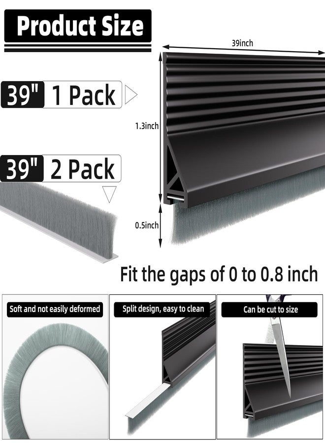 ESUFEIR 39” Under Door Draft Stopper with Brush,Bottom of Door Sweeps for Exterior & Interior,Gap Filler Sound Blocker Seal Strip,Draft Guard Dust Stopper(Black) - Image 5