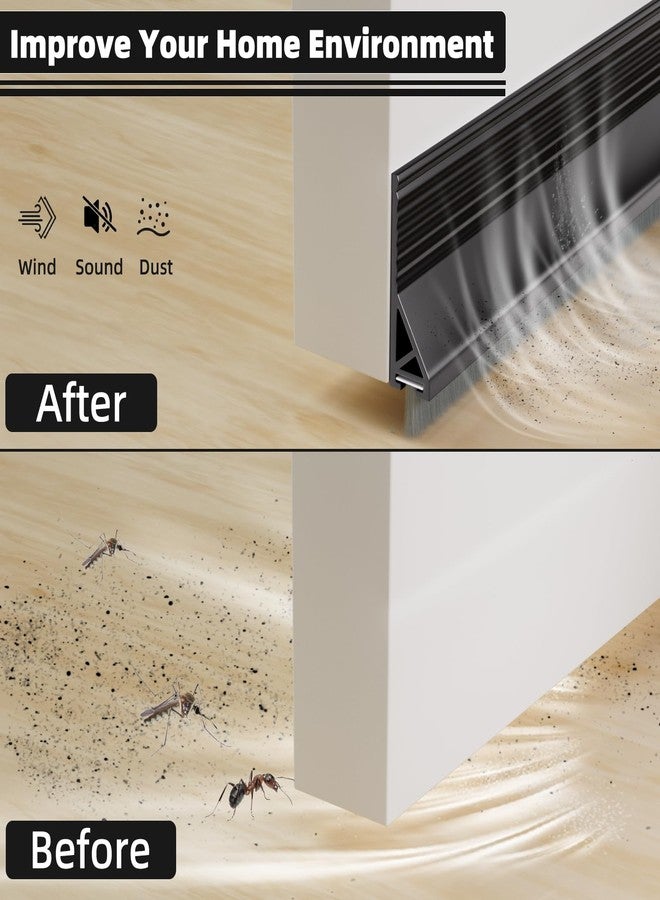 ESUFEIR 39” Under Door Draft Stopper with Brush,Bottom of Door Sweeps for Exterior & Interior,Gap Filler Sound Blocker Seal Strip,Draft Guard Dust Stopper(Black) - Image 4