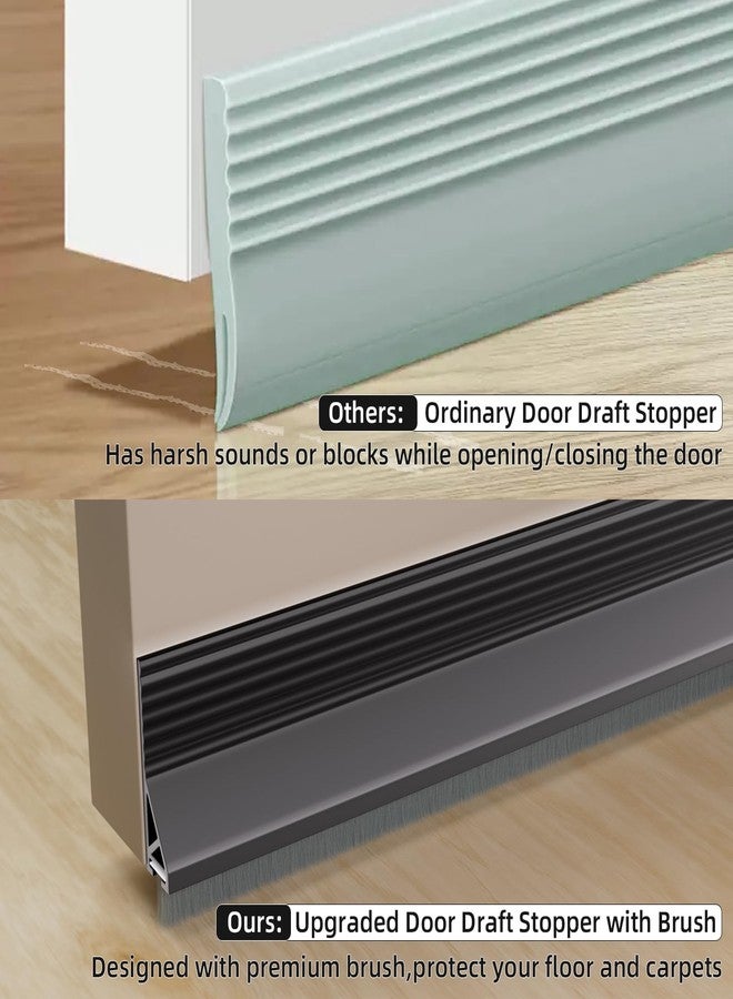 ESUFEIR 39” Under Door Draft Stopper with Brush,Bottom of Door Sweeps for Exterior & Interior,Gap Filler Sound Blocker Seal Strip,Draft Guard Dust Stopper(Black) - Image 3