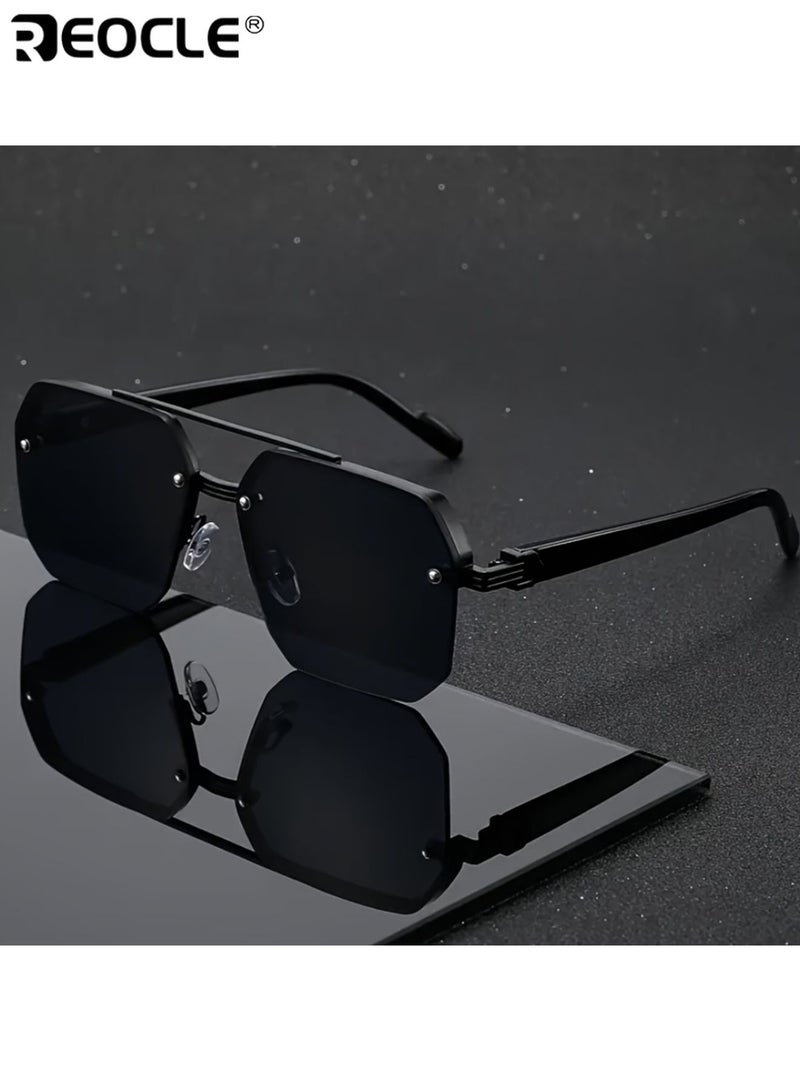 ريوكل نظارات شمسية نصف إطار للجنسين مفصل معدني نظارات عادية زينة مضادة للضوء الساطع نظارات متينة مثالية لجميع المناسبات - Image 5