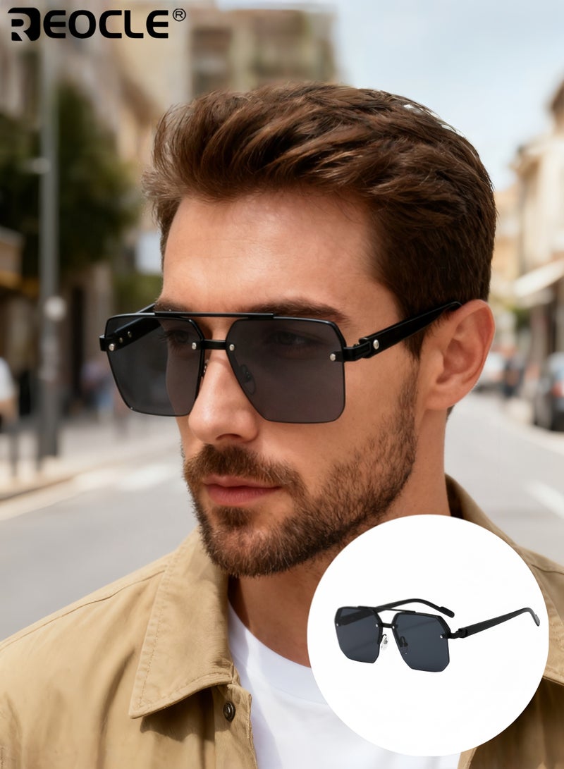 ريوكل نظارات شمسية نصف إطار للجنسين مفصل معدني نظارات عادية زينة مضادة للضوء الساطع نظارات متينة مثالية لجميع المناسبات - Image 1