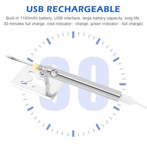 Trasylph Cordless Soldering Iron Kit 1100mah 5V 15W USB Rechargeable Portable Soldering Iron with Adjustable Temperature and Stable Temp Control,for Jewelry, Electronic, Household, DIY - Image 2