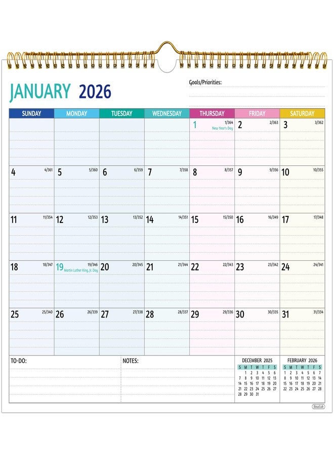 تقويم حائط 2026-2027 - ساري حتى يونيو 2027، مقاس 14.57 × 11.42 بوصة، تقويم 2026، تقويم 18 شهرًا 2026-2027، تقويم شهري بخطوط مسطرة، ورق سميك، يتضمن العطلات الرسمية، وقوائم المهام والملاحظات. - Image 1