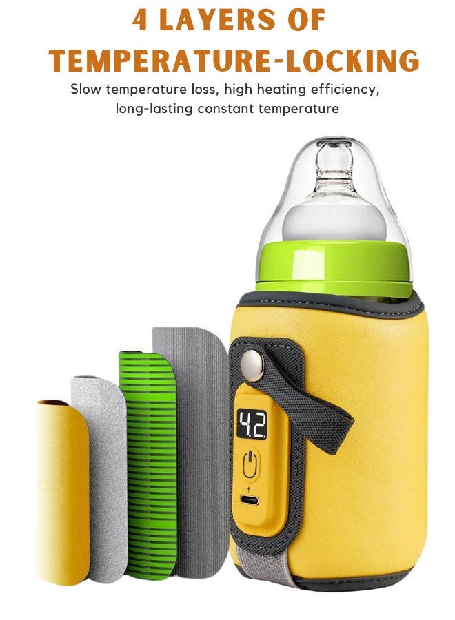 turtees Portable Bottle Warmer for Travel - 38-50℃ Adjustable - Mini Baby Bottle Heater for Breastmilk Powder Milk Water, Fast Night Feeding Milk Warmer for Newborn - Image 2