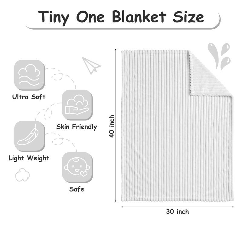 Eonkasp Soft Fleece Baby Blanket Ultra Cozy Grey Baby Blankets for Boys Warm and Lightweight Infant Toddler Newborn Receiving Gift with Reversible Stripes for Crib Stroller, 30x40 Inch, Light Grey - Image 4