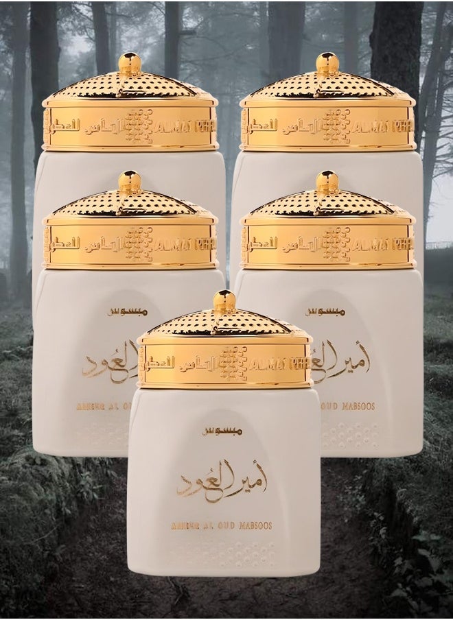 الماس للعطور 5 قطع أمير العود الذهبي مبسوس 40 جرام  - Image 1