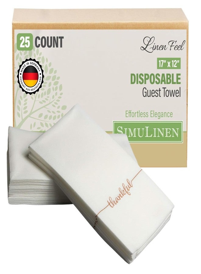 SimuLinen Disposable Hand Towels for Bathroom, Single-Use Linen-Feel Guest Towels, Hand Tissue Paper with ''Thankful'' Writing, Cloth-Like Paper Napkins, Pack of 25 - Image 1