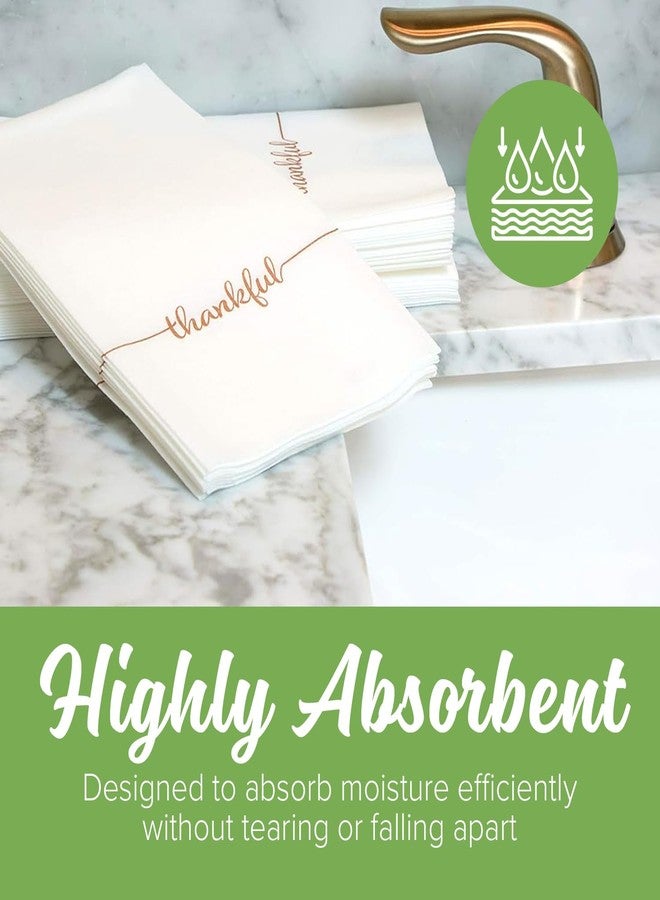 SimuLinen Disposable Hand Towels for Bathroom, Single-Use Linen-Feel Guest Towels, Hand Tissue Paper with ''Thankful'' Writing, Cloth-Like Paper Napkins, Pack of 25 - Image 3