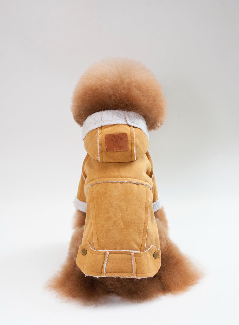 A pet dog wears a coat and a hat Yellow - Image 3