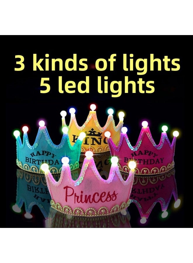 Crown Party Decorative Hat Luminous Birthday Hat Cake Hat Baby Year-old Decoration Decoration Headband-Color:Birthday Hat Mixed (Old) - Image 2