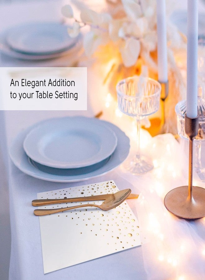 The Essential Concierge Stylish White and Gold Napkins for Party - 6.5 x 6.5 Inch Gold Lunch Napkins - 50 White and Gold Paper Napkins - 3-Ply Gold Luncheon Napkins - Wedding Napkins or Gold Bridal Shower Napkins - Image 3