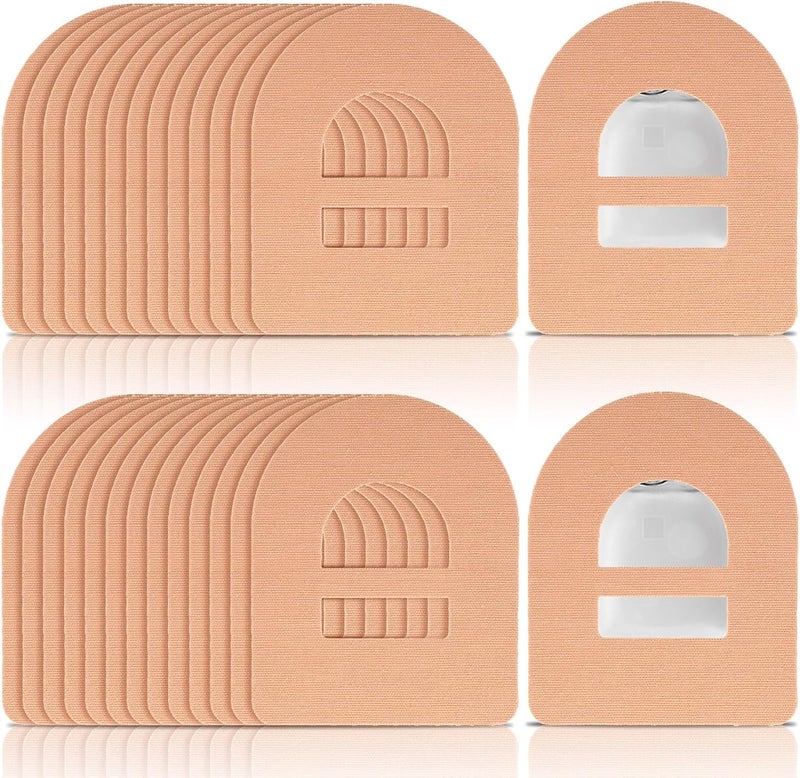 Nuanchu 50 Pieces Adhesive Patches Compatible with Omnipod 5 Shower Waterproof PreCut Adhesive Overpatches with Strap Sweatproof Tape Continuous Glucose Monitor ProtectionBeige - Image 1
