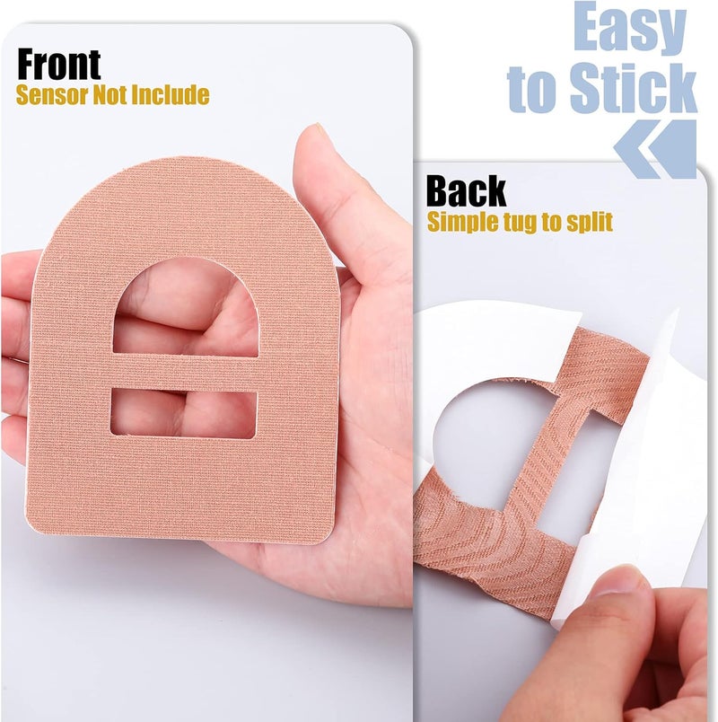 Nuanchu 50 Pieces Adhesive Patches Compatible with Omnipod 5 Shower Waterproof PreCut Adhesive Overpatches with Strap Sweatproof Tape Continuous Glucose Monitor ProtectionBeige - Image 3