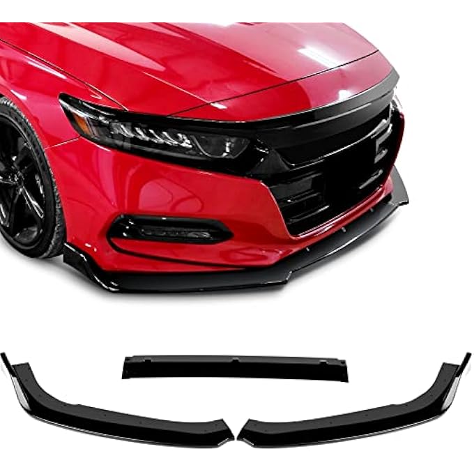 FINDAUTO ABS Car Front Lip Body Kits Fits for 2018-2020 for Honda Accord Sedan Glossy Black Front Bumper Lower Lip Splitter Spoiler - Image 1