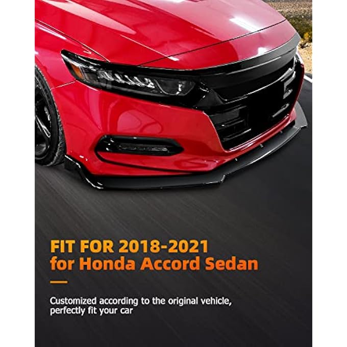 FINDAUTO ABS Car Front Lip Body Kits Fits for 2018-2020 for Honda Accord Sedan Glossy Black Front Bumper Lower Lip Splitter Spoiler - Image 3